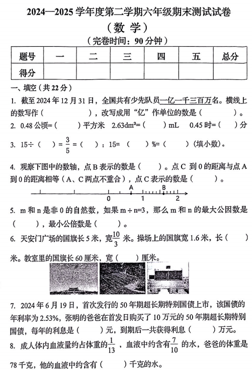 河北省秦皇岛市海港区2024-2025学年六年级下学期期末数学试卷