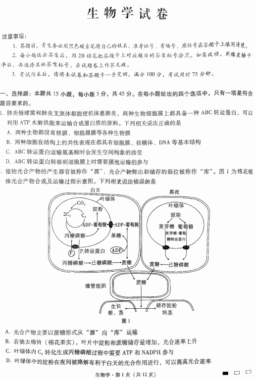2025届重庆八中高三全真模拟考试生物试卷